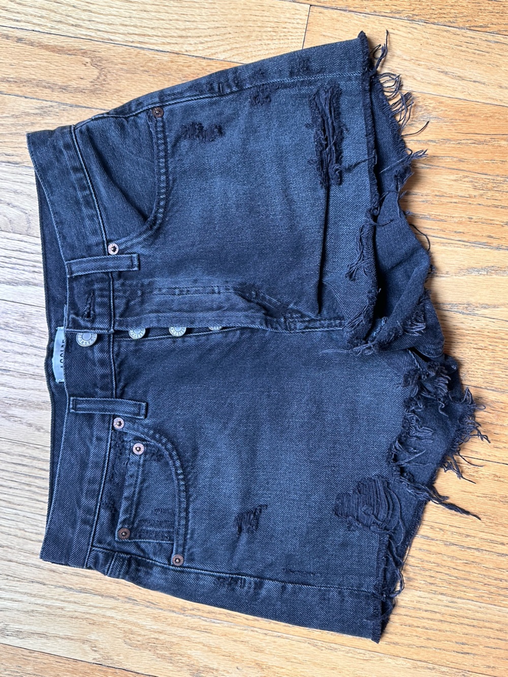 Agolde Black Parker Button-Fly Jean Shorts